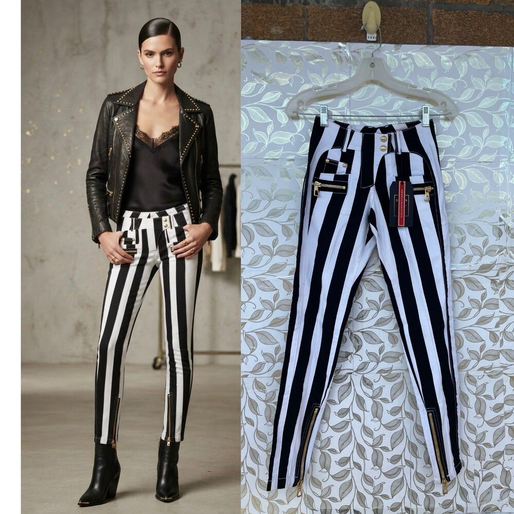 Balmain x H&M 2015 Archive Striped Skinny Jeans US 2 New With Tags Collector
